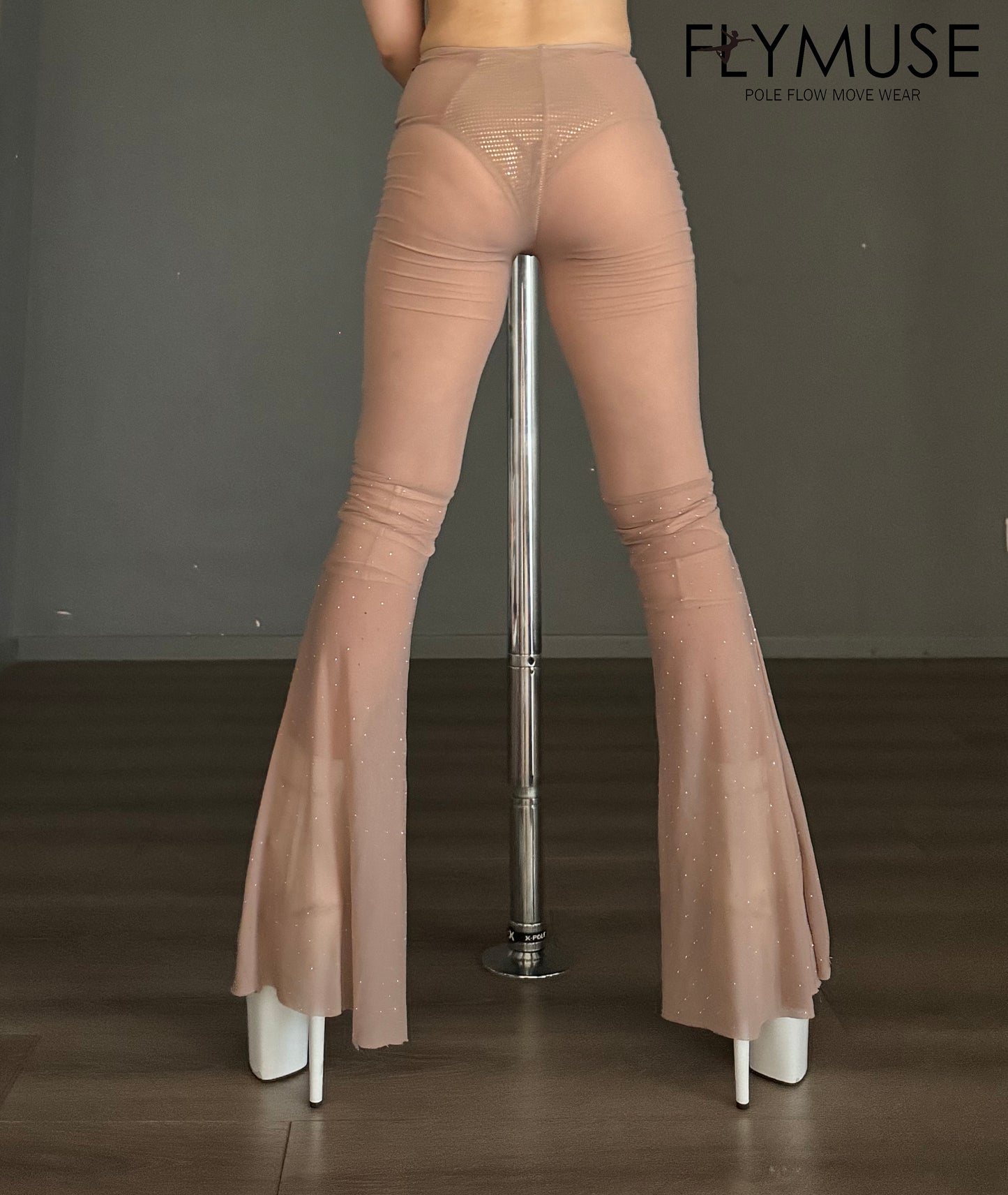 rheinstone mesh pants