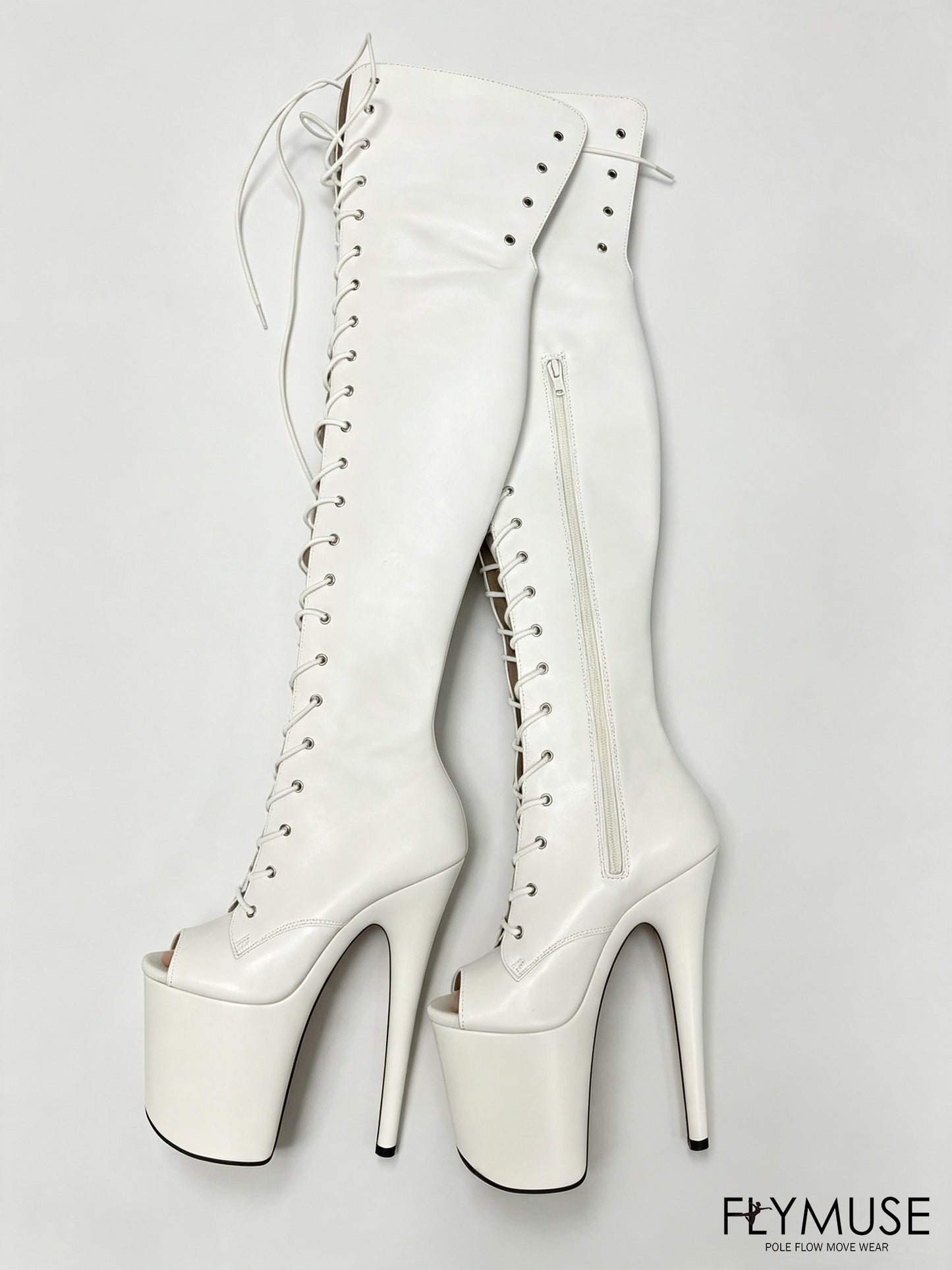 patent desigh pole dance peep-toe thigh-high boots