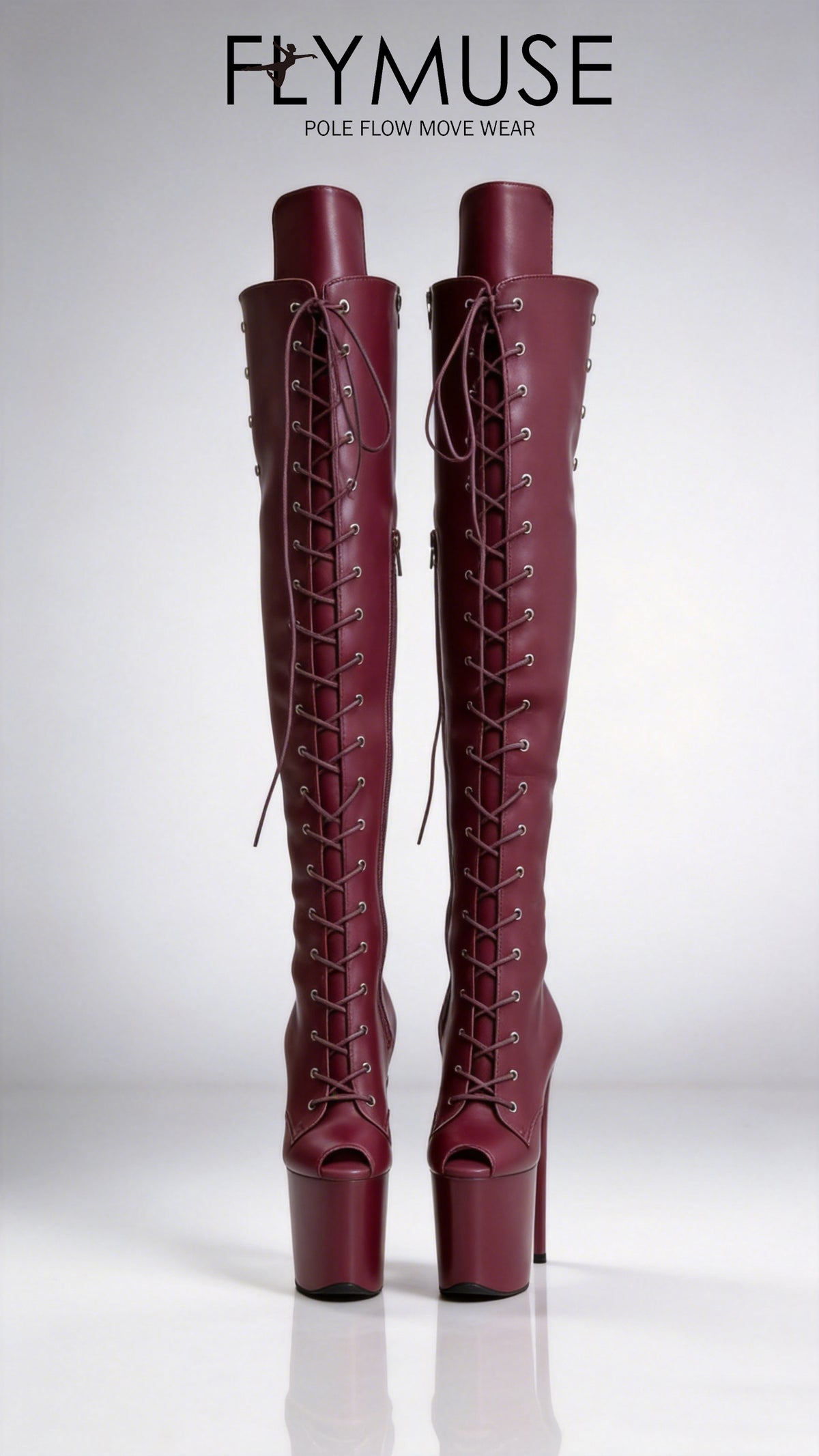 patent desigh pole dance peep-toe thigh-high boots