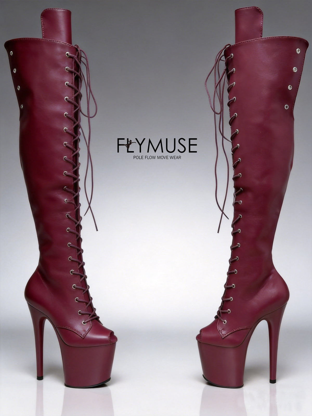 patent desigh pole dance peep-toe thigh-high boots